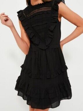Tuckernuck Pomander Place Black Ruffle Cecilia Mini Dress Size Small